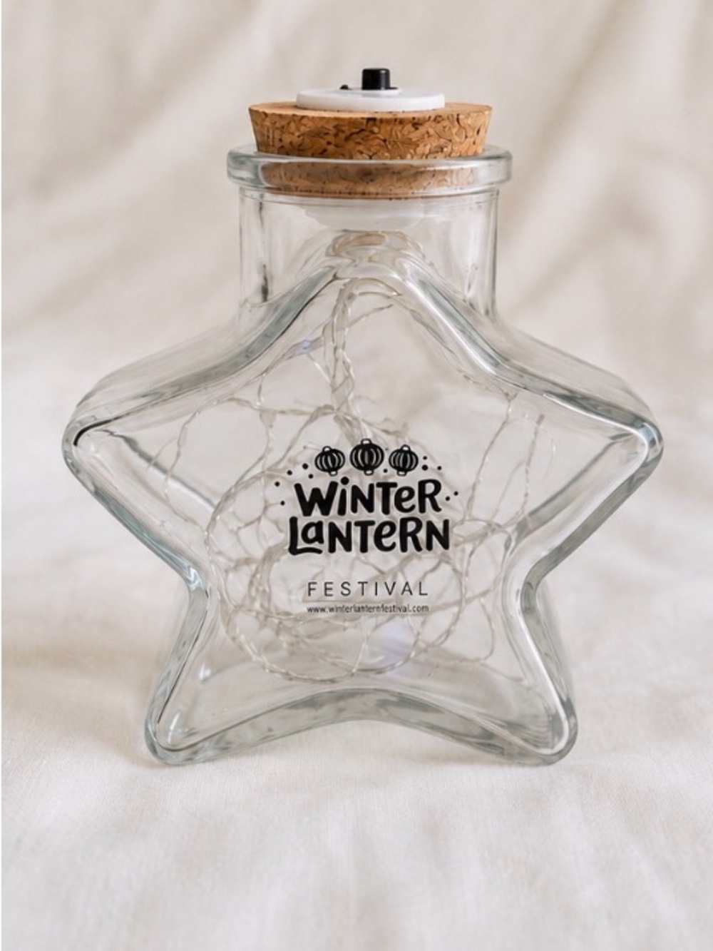 Star Glass Lantern with Cork Top - Clear